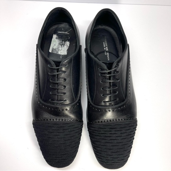 Stuart Weitzman Men's Black Premiere Party‎ Cap-Toe Oxford Loafers Size 10M - Picture 3 of 11